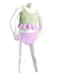 Girl's Two-Piece Tankini Swimsuit - Gingham Daisy