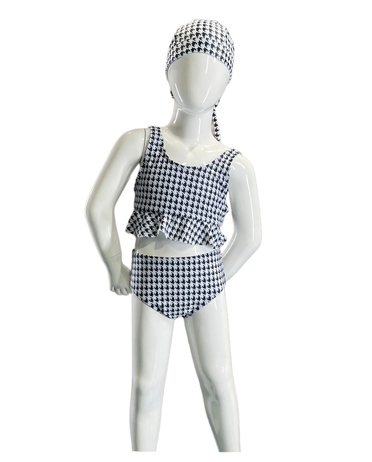 Girl's Two-Piece Tankini Swimsuit - Houndstooth