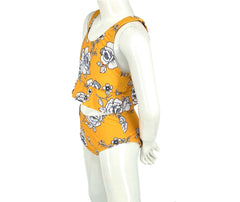 Girl's Two-Piece Tankini Swimsuit - Rose Mustard