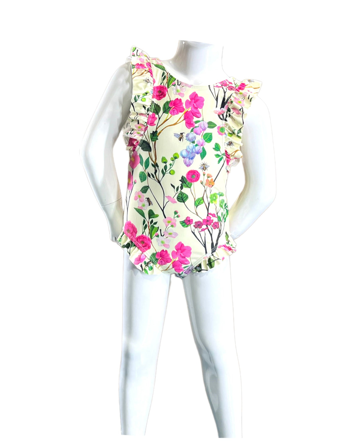 Girl's One-Piece Swimsuit - Cherry Blossom Cream