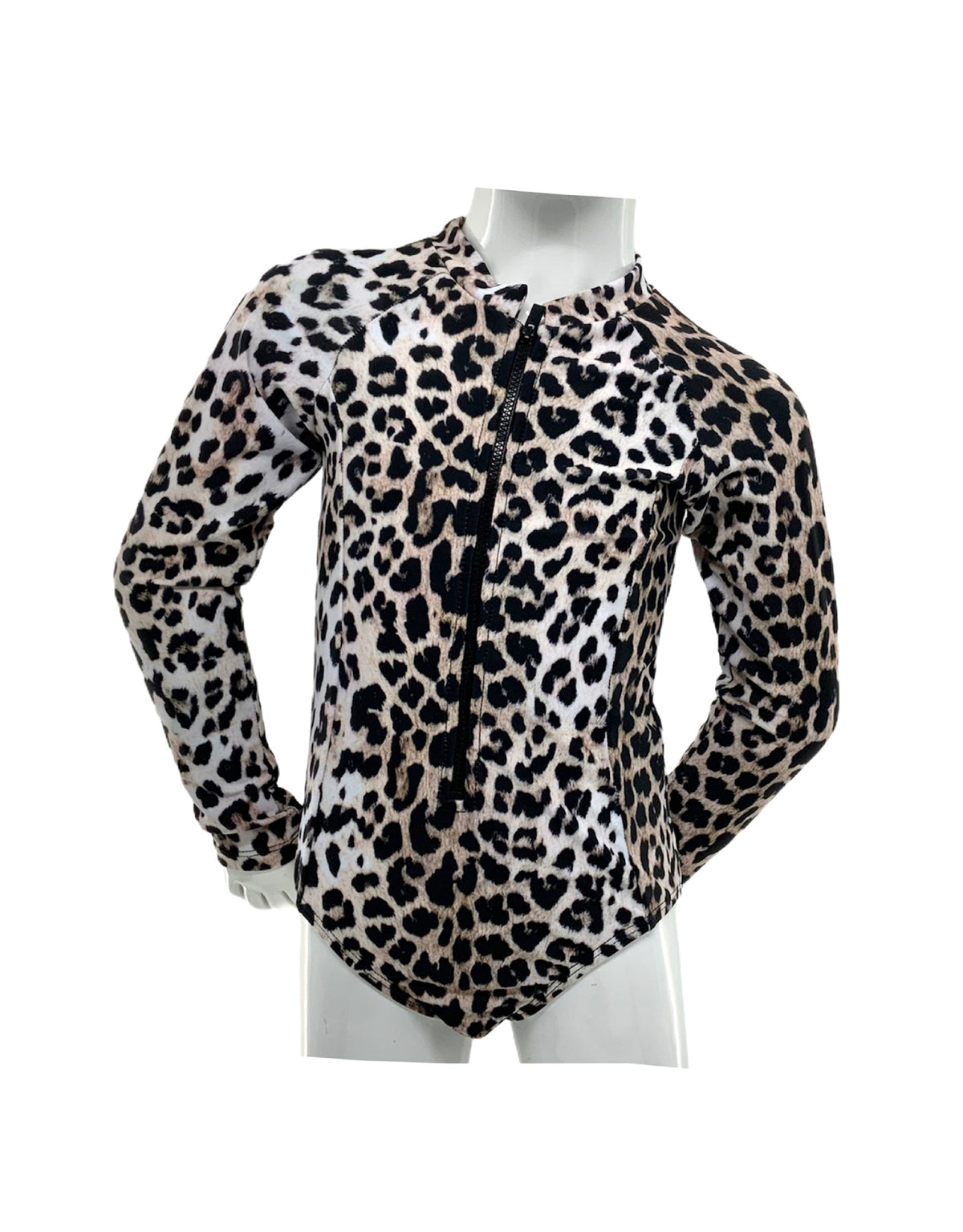 Girls' Long Sleeve One-Piece Rash Guard - Leopard