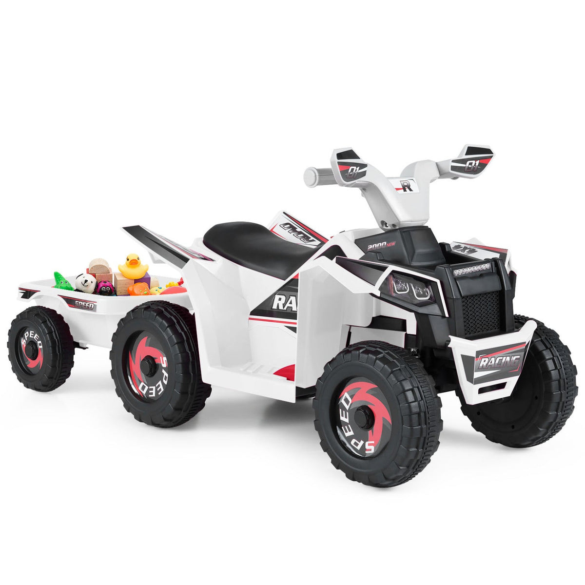 6V Kids Ride On ATV/Quad with Detachable Trailer
