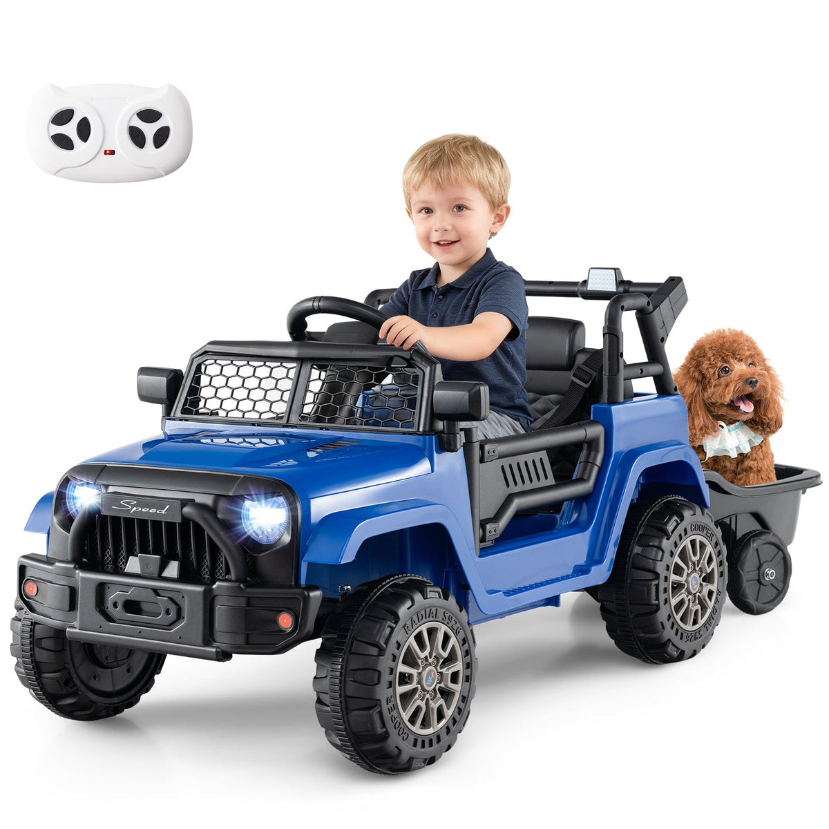 12V Kids Ride On UTV with Detachable Trailer