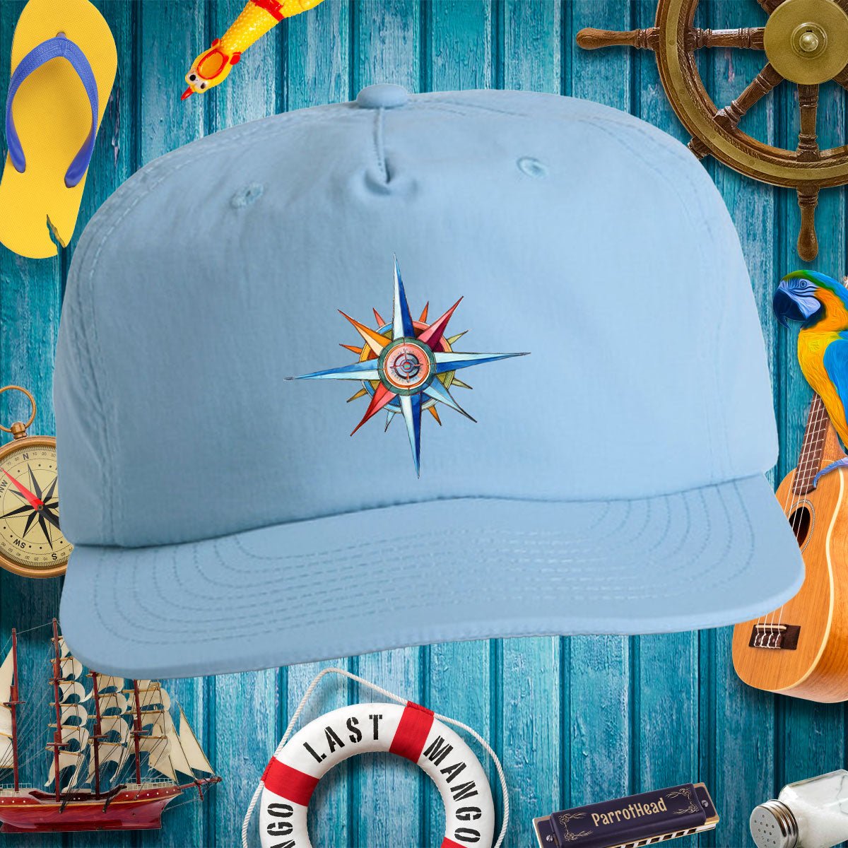 Unisex Latitudes Nautical Compass Design Surf Cap