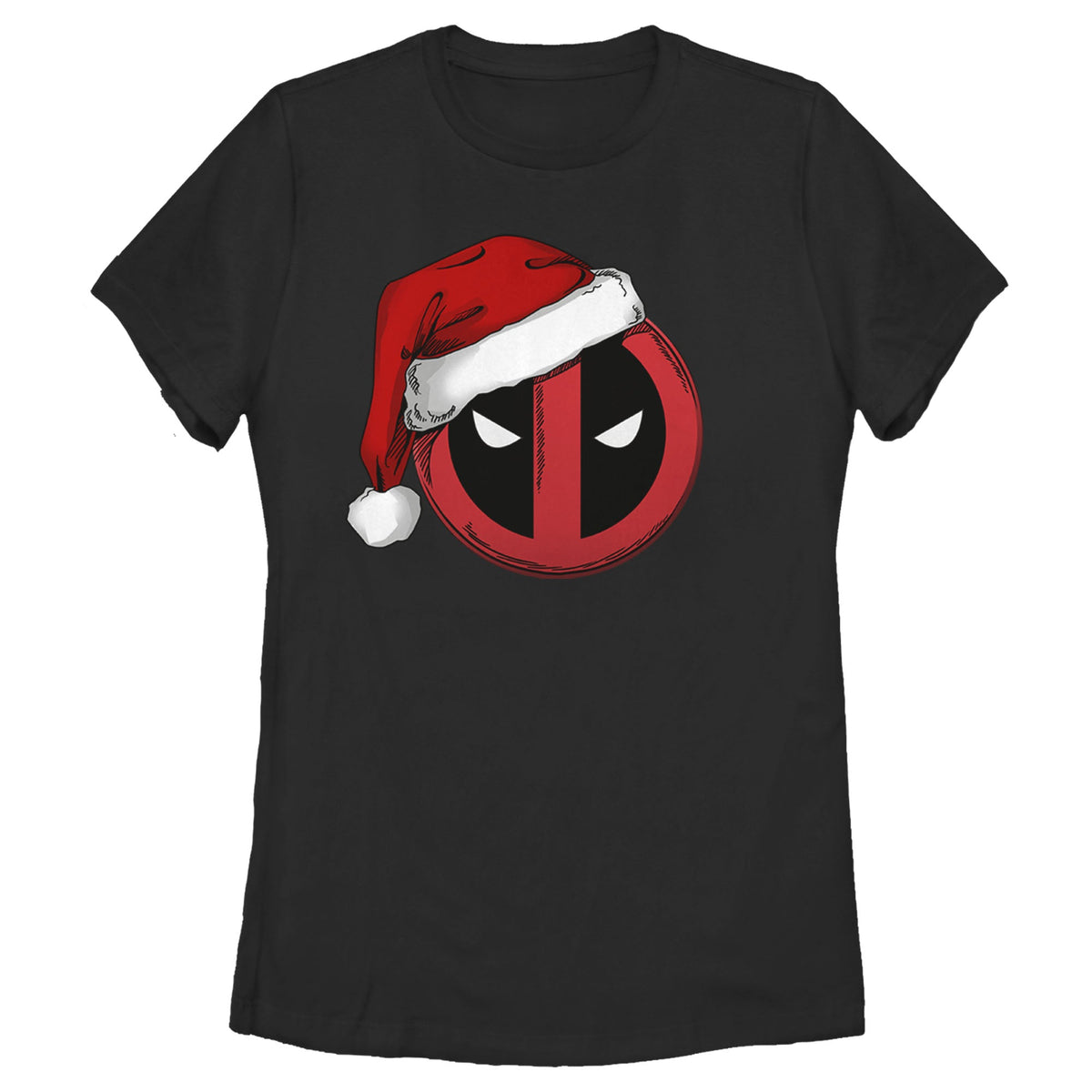CHRISTMAS Women's Marvel Deadpool Santa Hat T-Shirt
