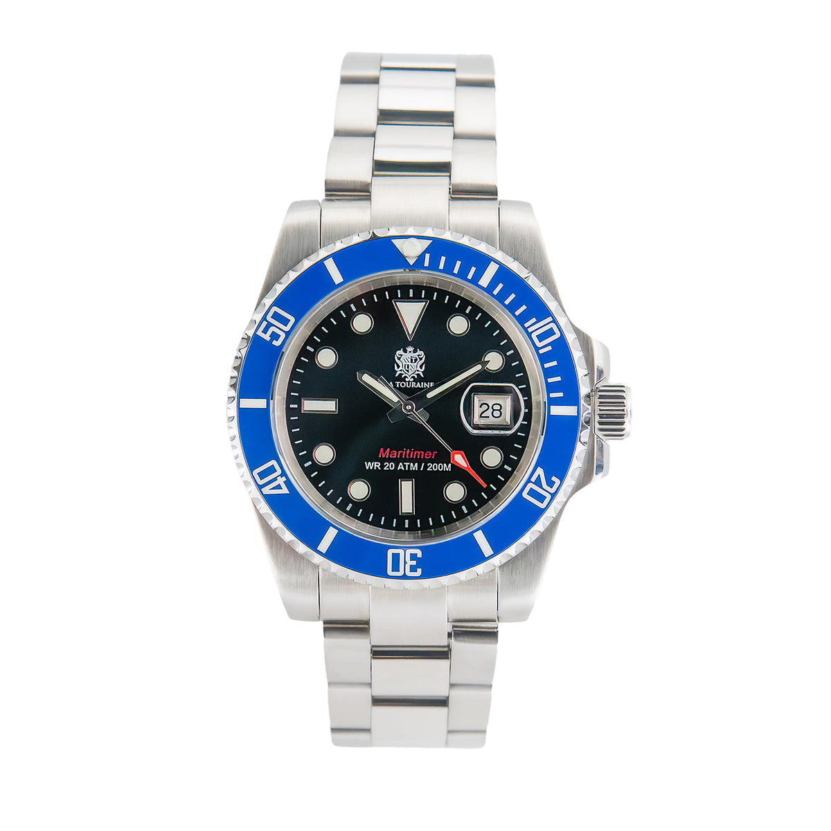 La Touraine Watches Men's Maritimer Dive Watch - Black Dial, 4 Bezel Color Options - 200m
