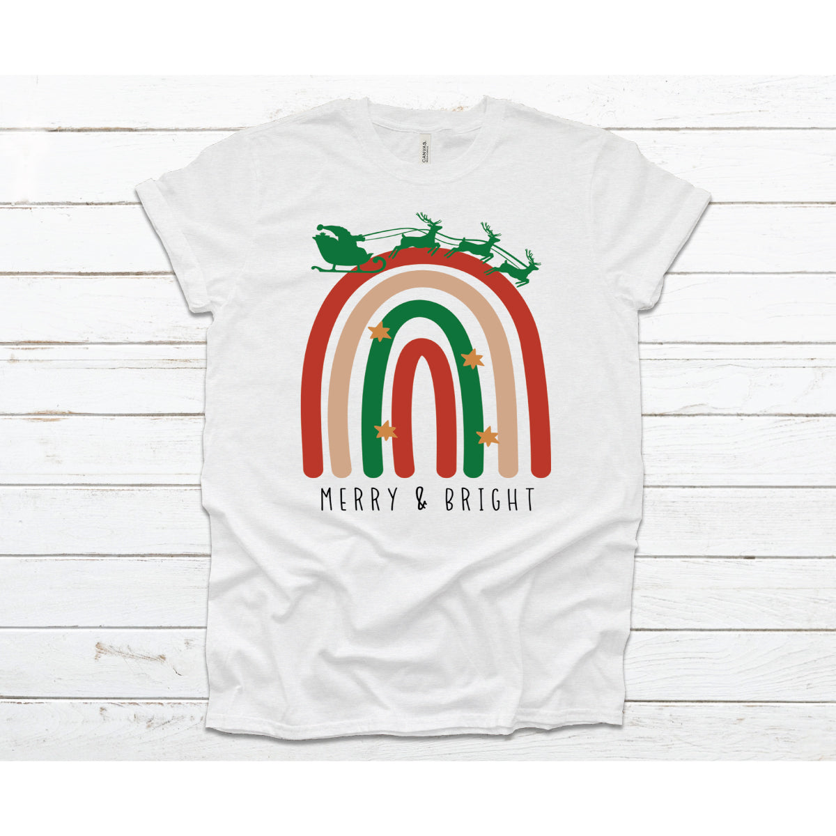 CHRISTMAS Unisex Kid's/Adult's 'Merry & Bright' Rainbow T-Shirt