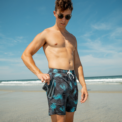 Dry Pocket Midnight Palms - Men's Waterproof Swim Shorts With A Waterproof Pocket