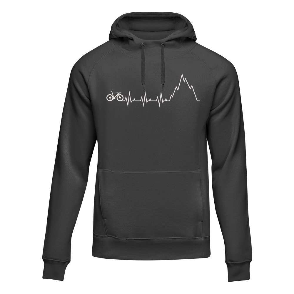 Outdoorzees Unisex Cycling Mountain Heart Beat Fleece Hoodie