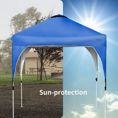 LuxuryLifeWay 6.6' x 6.6' Outdoor Pop Up Height Adjustable Canopy Tent with Roller Bag - Color: Blue