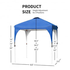 LuxuryLifeWay 6.6' x 6.6' Outdoor Pop Up Height Adjustable Canopy Tent with Roller Bag - Color: Blue