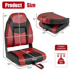 High Back Folding Boat Seat with Sponge Cushion