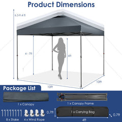 LuxuryLifeWay 10 x 10 Feet Foldable Outdoor Instant Pop-up Canopy with Carry Bag - Color: Gray