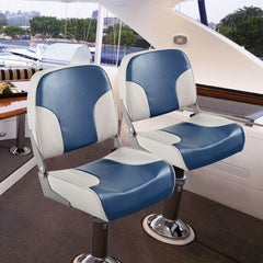 2 Low Back Boat Seats with Sponge Padding and Aluminum Hinges