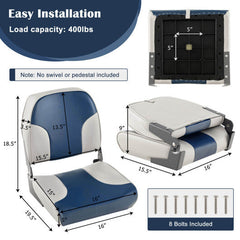 2 Low Back Boat Seats with Sponge Padding and Aluminum Hinges