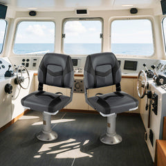 LuxuryLifeWay 2-Pack Boat Seats with Fixing Bolts and Hinges-Black