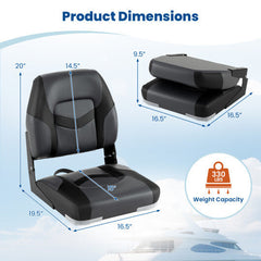 LuxuryLifeWay 2-Pack Boat Seats with Fixing Bolts and Hinges-Black