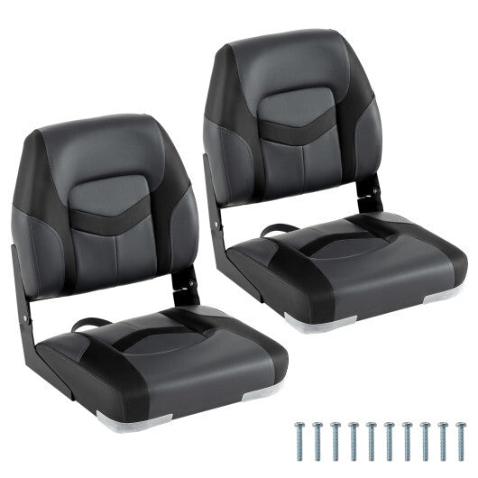 LuxuryLifeWay 2-Pack Boat Seats with Fixing Bolts and Hinges-Black