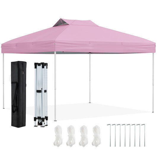 10 x 10 Foot Foldable Outdoor Patio Shelter Canopy with 1-Push Center Lock