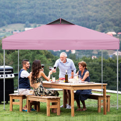 10 x 10 Foot Foldable Outdoor Patio Shelter Canopy with 1-Push Center Lock