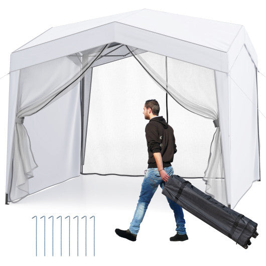 10 x 10 Foot Pop-Up Canopy with 4 Sidewalls, Mesh Netting, and Wheeled Bag