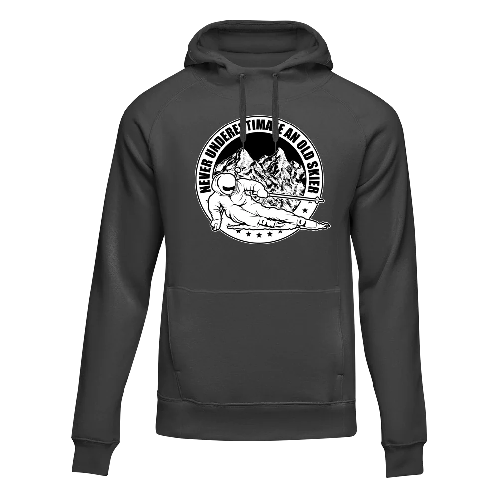 Unisex Adult's 'Never Underestimate An Old Skier' Fleece Hoodie