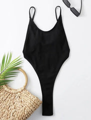 LuxLife Bronzing Women's High Waist Backless Thong Monokini