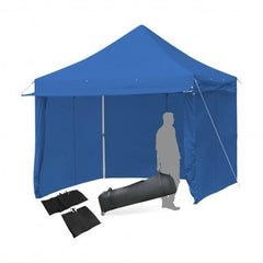 10 x 10 Foot Pop-Up Gazebo with 5 Removable Zippered Sidewalls and Extended Awning