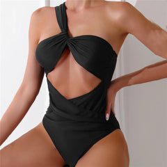 Sexikinis Women's Black Asymmetrical One-Piece Swimsuit
