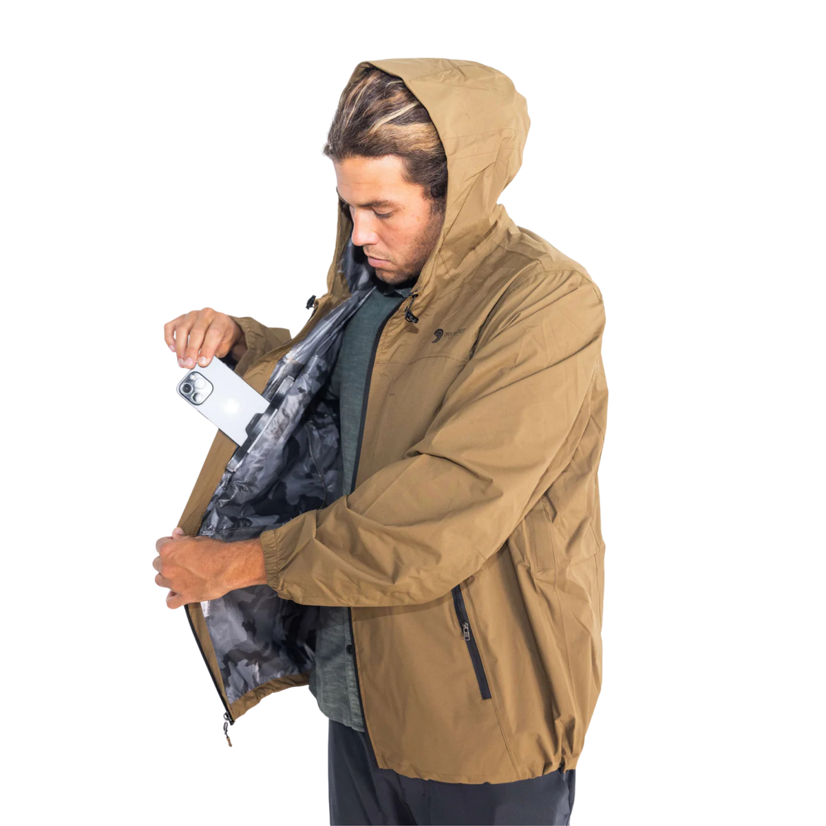 Dry Pocket Outback - Unisex Brown Waterproof Rain Jacket With A Waterproof Pocket