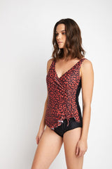 Women's One-Piece Swimsuit - Brick Red Leopard