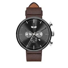 Vestal Watch Men's ROOSEVELT CHRONO LEATHER - Black Dial/Case, Brown Strap - 100m