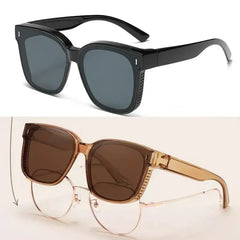 Unisex Square Frame Over Prescription Sunglasses, Polarized
