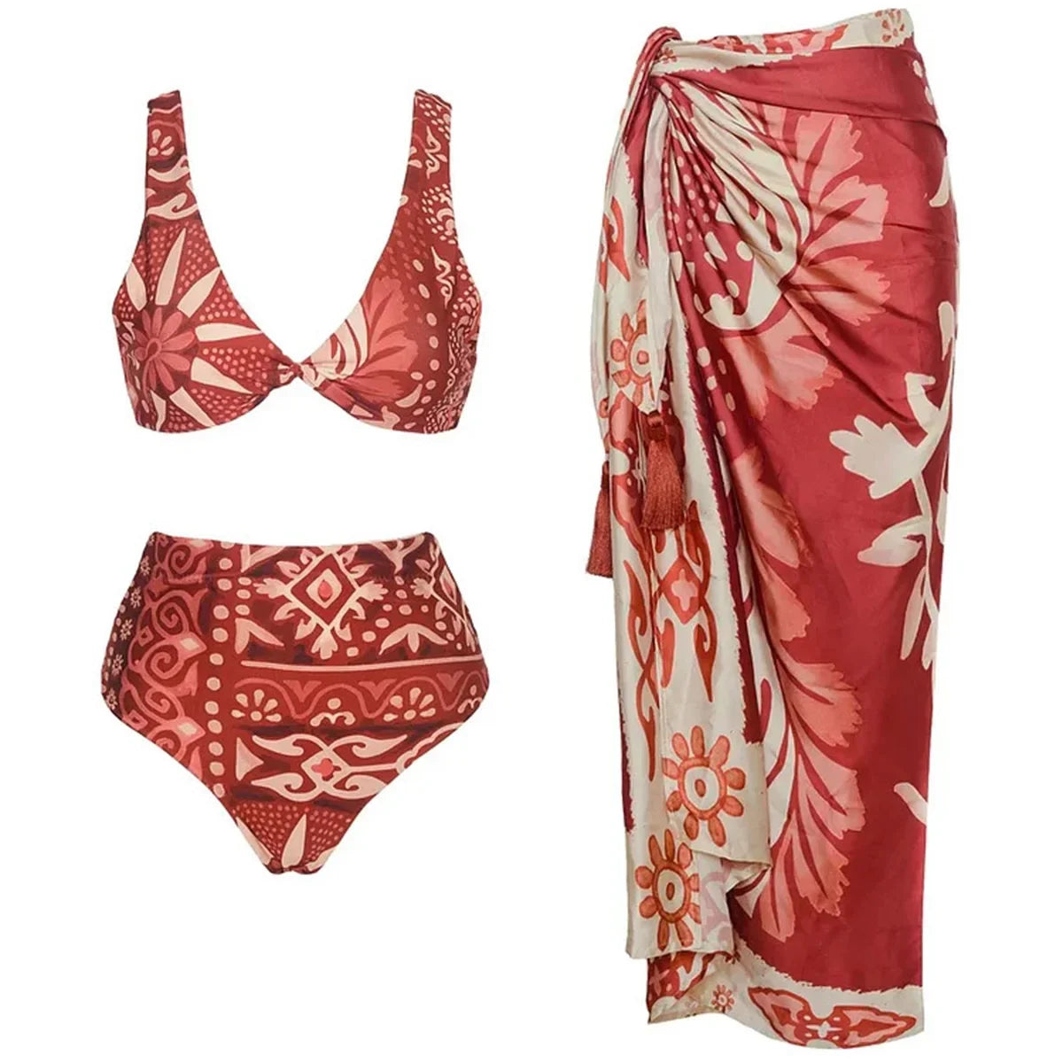 Women's Push Up One-Piece or Bikini Swimsuit with Long or Short Cover Up