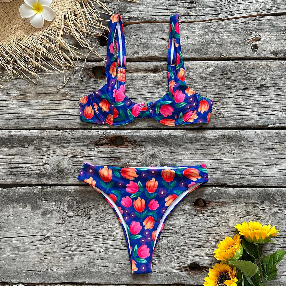 Sexikinis Floral Funky Women's Two-Piece Bikini Swimsuit