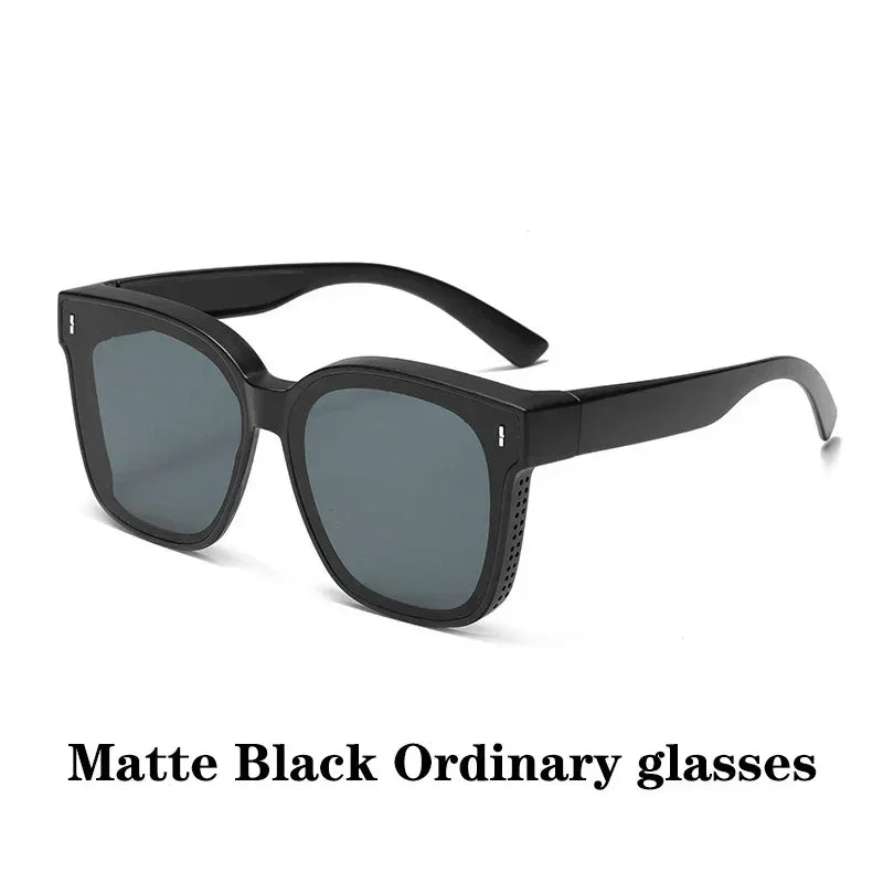 Unisex Square Frame Over Prescription Sunglasses, Polarized