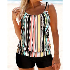 Women's Plus Size High Waist Two-Piece Tankini Swimsuit