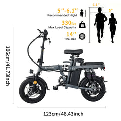Eoeotwo 30 MPH Folding Ebike - Lithium Battery, 14-Inch Wheels