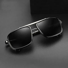 Unisex Square Twin-Beam Aviator Sunglasses with UV400 Protection