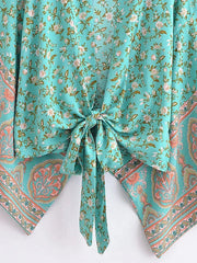 LuxLife Women's Vintage Boho Kimono Short Robe Bikini Cover Up