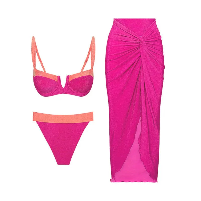 Sexikini Monday Women's Two-Piece Bikini Swimsuit with Long Skirt