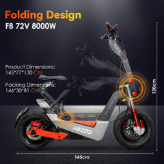 HEZZO-F8 Electric Scooter - 8000W Power, Max Speed 60mph