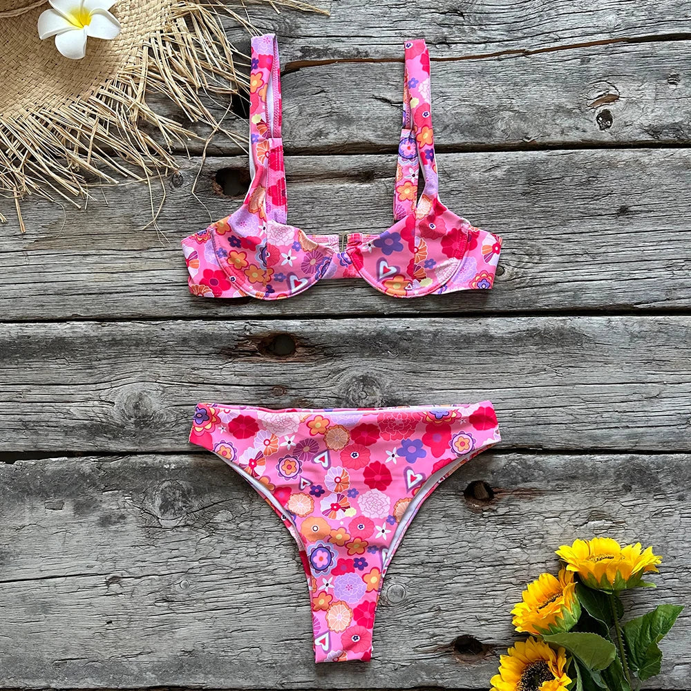 Sexikinis Floral Funky Women's Two-Piece Bikini Swimsuit