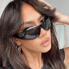 Women's Rectangular Big Frame Sunglasses with UV Protection