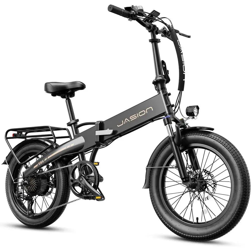 Jasion 1000W Peak 25 MPH Adult Electric Bike, Aluminum Frame, 20" Fat Tires