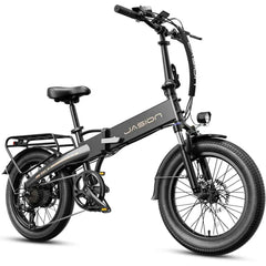 Jasion 1000W Peak 25 MPH Adult Electric Bike, Aluminum Frame, 20" Fat Tires