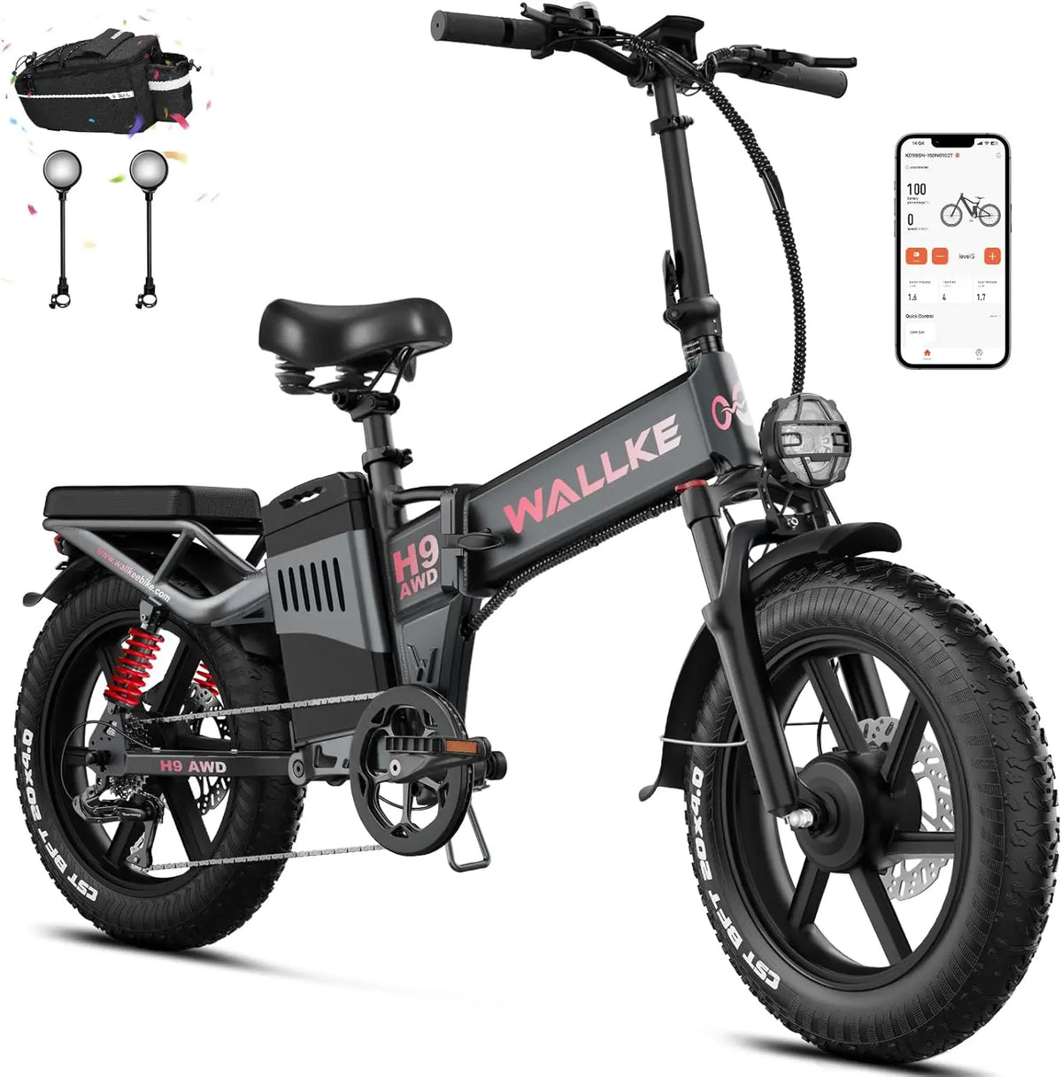48V 40-82Ah 1000W 'H9' AWD E-Bike, Foldable