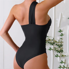 Sexikinis Women's Black Asymmetrical One-Piece Swimsuit