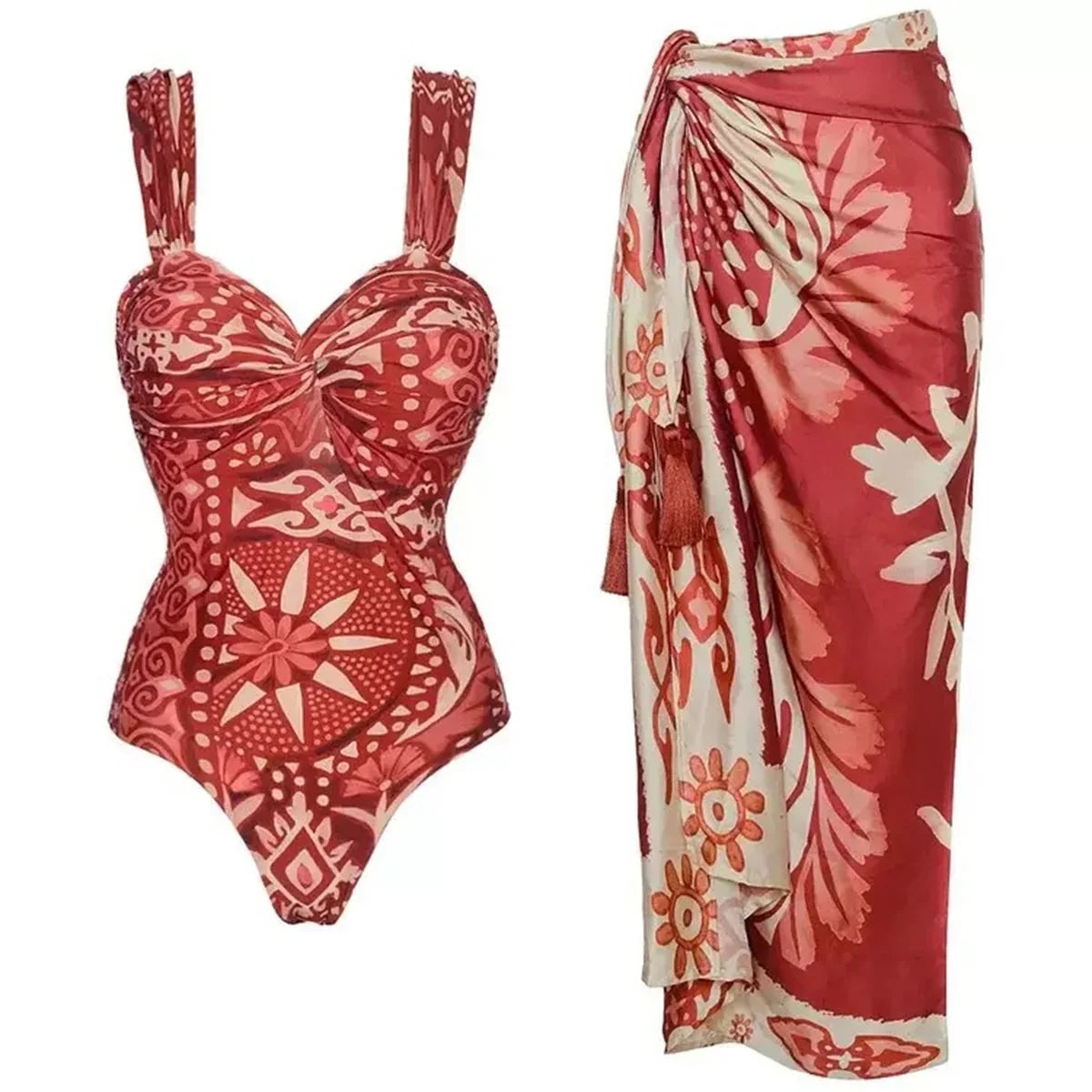 Women's Push Up One-Piece or Bikini Swimsuit with Long or Short Cover Up