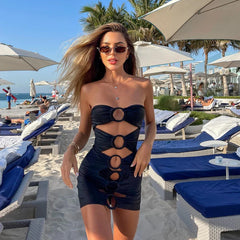 Sexikinis Cirque Wome's Two-Piece Monokini Swimsuit with Skirt Cover-Up